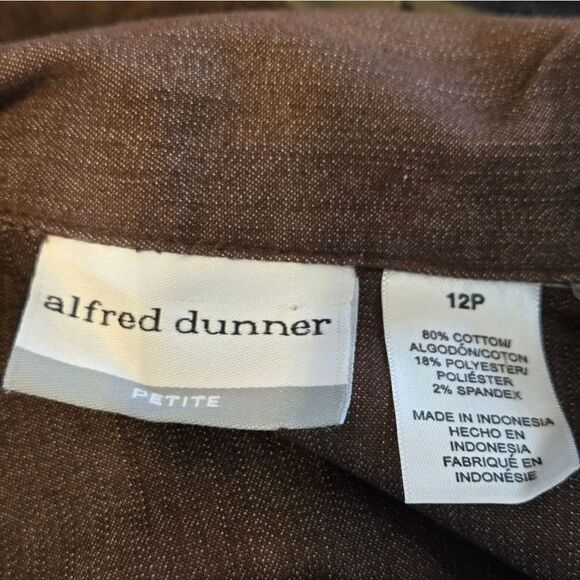 Alfred Dunner Brown Floral Embroidered Denim Jacket - Picture 6 of 7